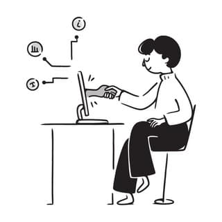 Illustration of a person shaking hands with an AI through a computer screen